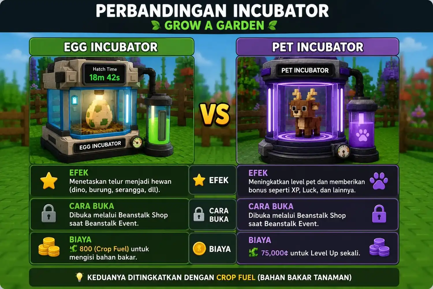 Perbandingan Egg Incubator dan Pet Incubator Grow a Garden berdasarkan fungsi, cara buka, dan biaya