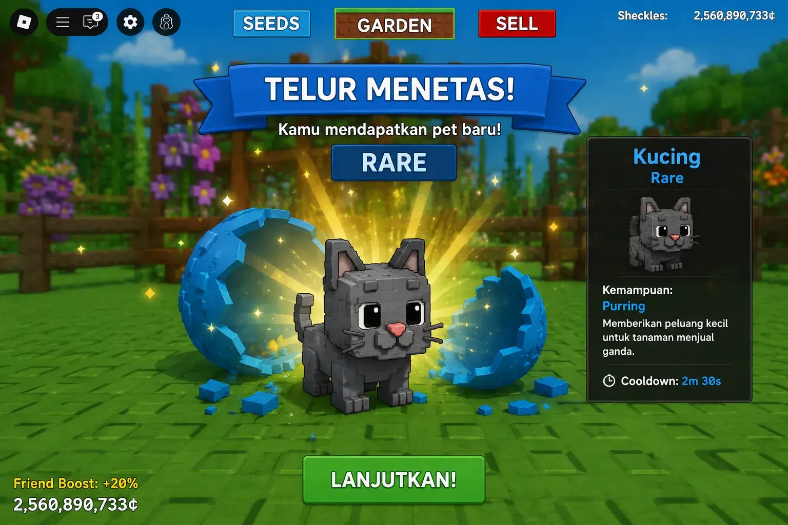 Pet langka baru menetas dari Rare Egg Pet langka baru menetas dari telur di Grow a Garden.